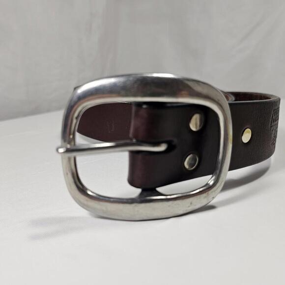 Vtg MEN'S HEAVY DUTY GOODS 100% LEATHER BELT  BROWN  36" WAIST - Picture 2 of 5